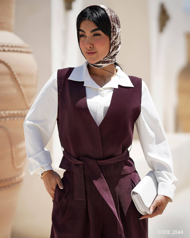 ست سه تکه جلیقه و شلوار سیلک