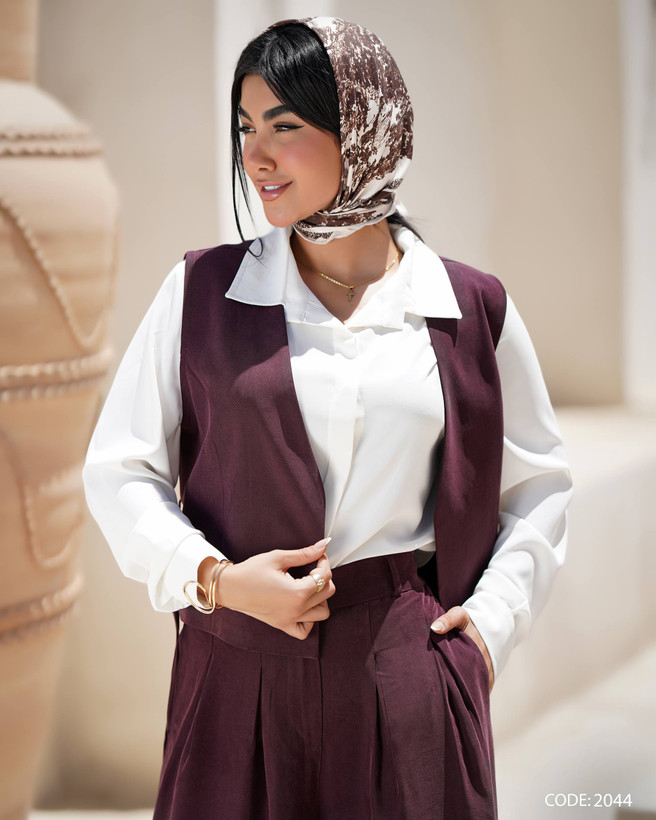 ست سه تکه جلیقه و شلوار سیلک