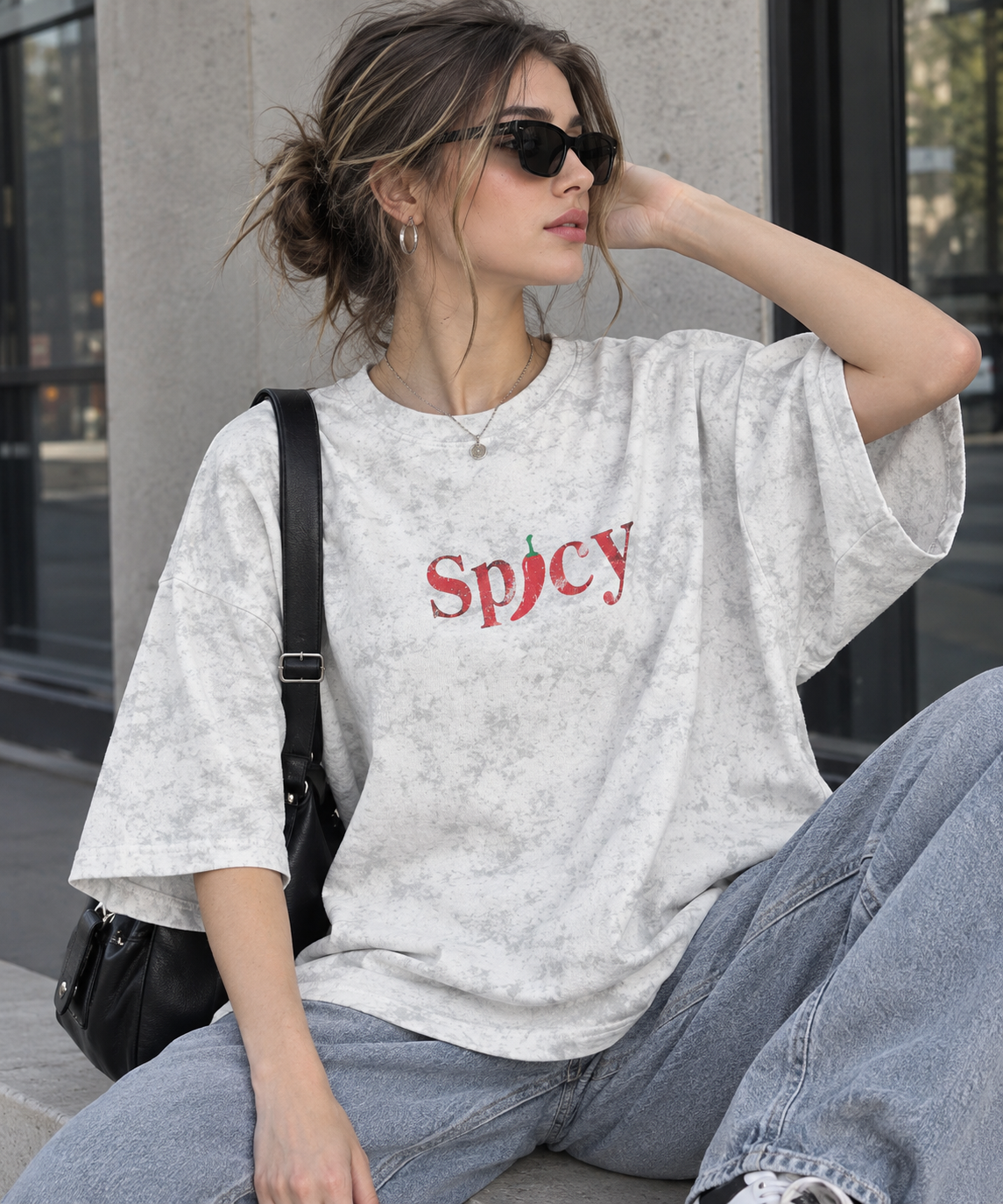 تیشرت باکسی spicy فلفلی نخ پنبه