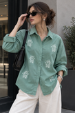 شومیز اسبی گلدوزی لنین کتان